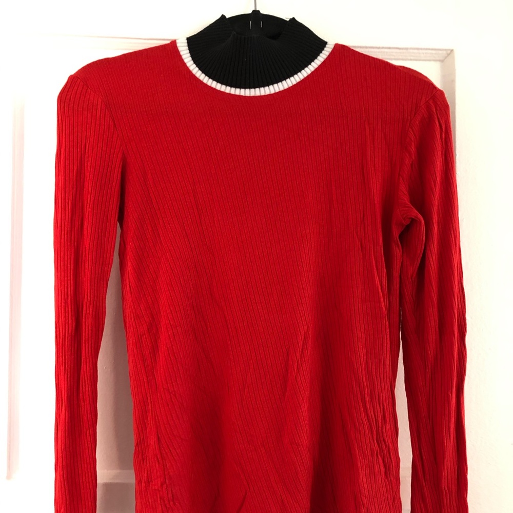 Zara Red, Long Sleeve, High Neck, Shirt